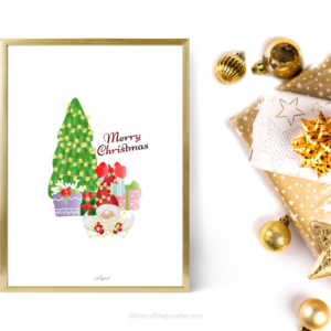 Merry Christmas Gnome with Tree