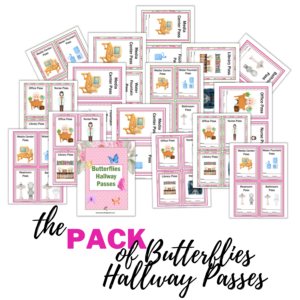 Butterflies Hallway Passes Pack